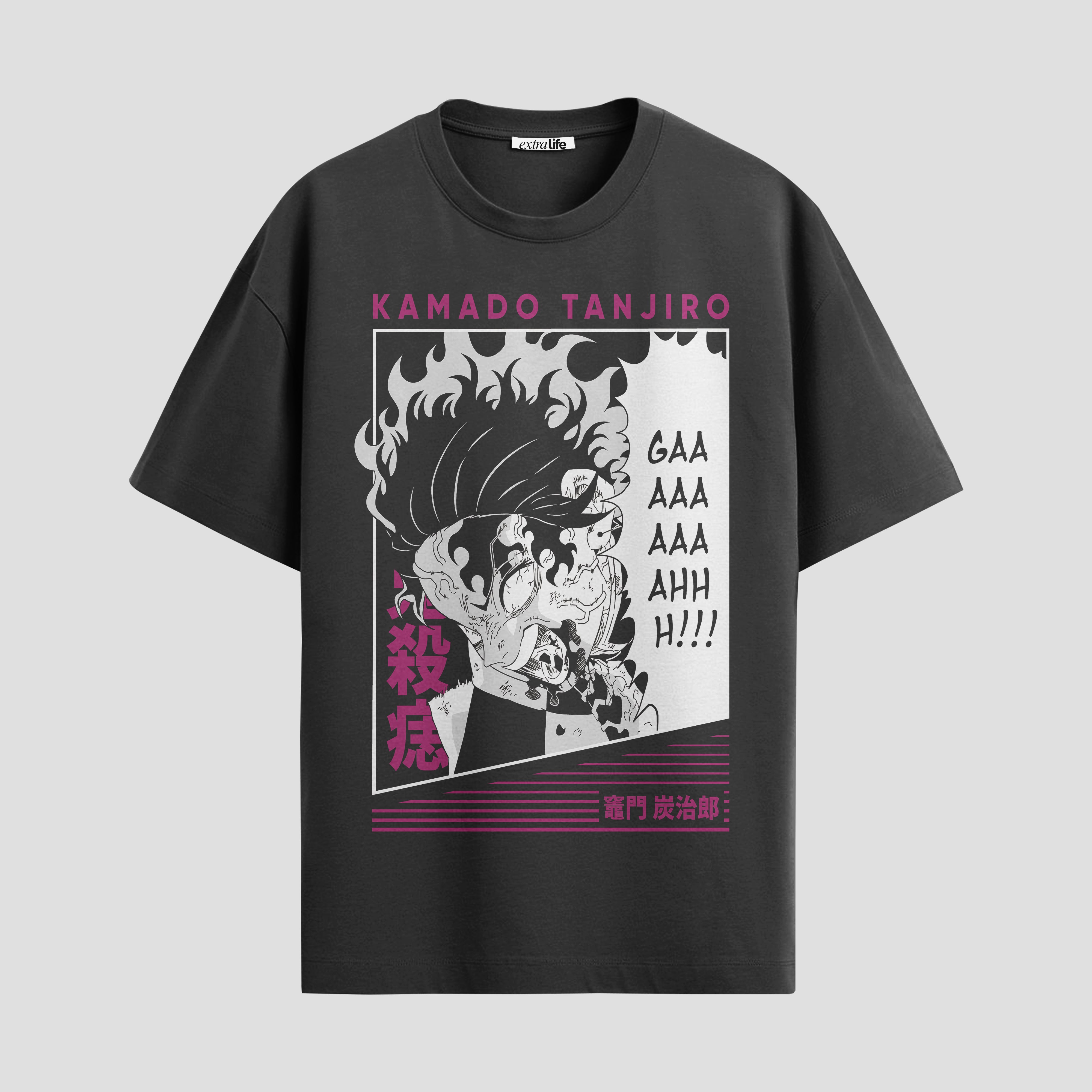 Playera urbana de anime y gaming ExtraLife MX, corte Standard Fit unisex ligero y transpirable en color Deep Black y Pure White, ropa de uso diario para gym y casual.