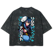 Playera streetwear premium de anime y gaming ExtraLife MX, corte boxy deluxe mineral wash heavyweight en color Acid Wash, moda urbana mexicana de culto.
