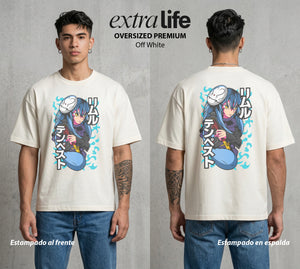 El Slime Todopoderoso | El Slime del Bien #04271 - Playera Oversized Premium | Off White - Foto en modelo