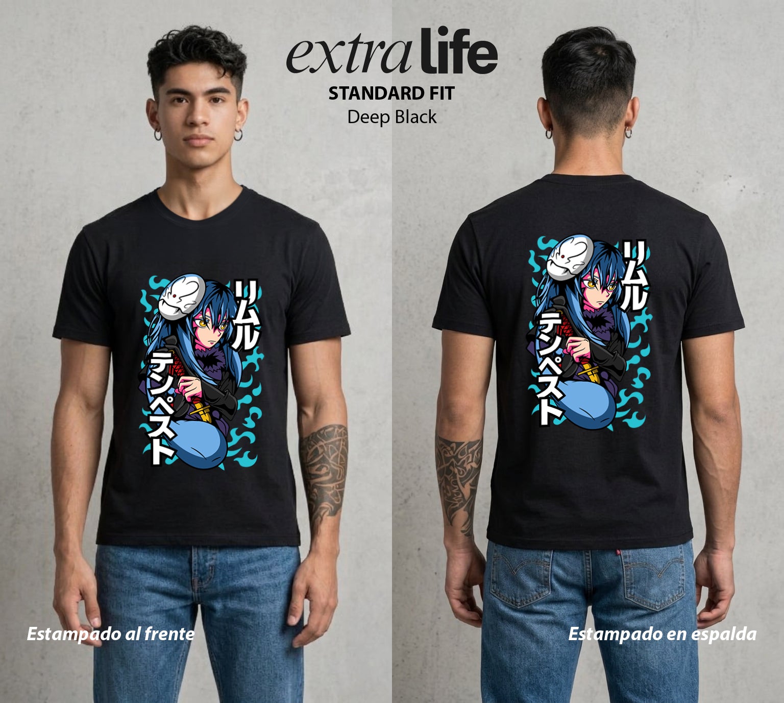 El Slime Todopoderoso | El Slime del Bien #04271 - Playera Standard Fit | Deep Black - Foto en modelo