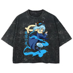 Playera streetwear premium de anime y gaming ExtraLife MX, corte boxy deluxe mineral wash heavyweight en color Acid Wash, moda urbana mexicana de culto.