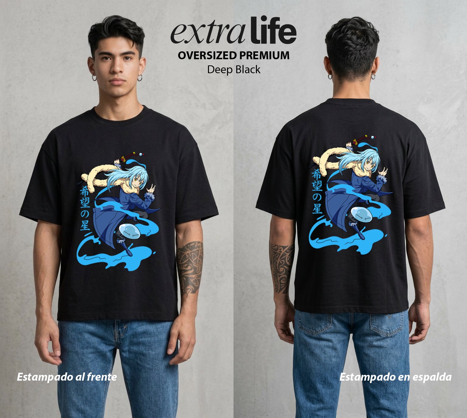 El Slime Todopoderoso | La Tempestad del Poder #04272 - Playera Oversized Premium | Deep Black - Foto en modelo