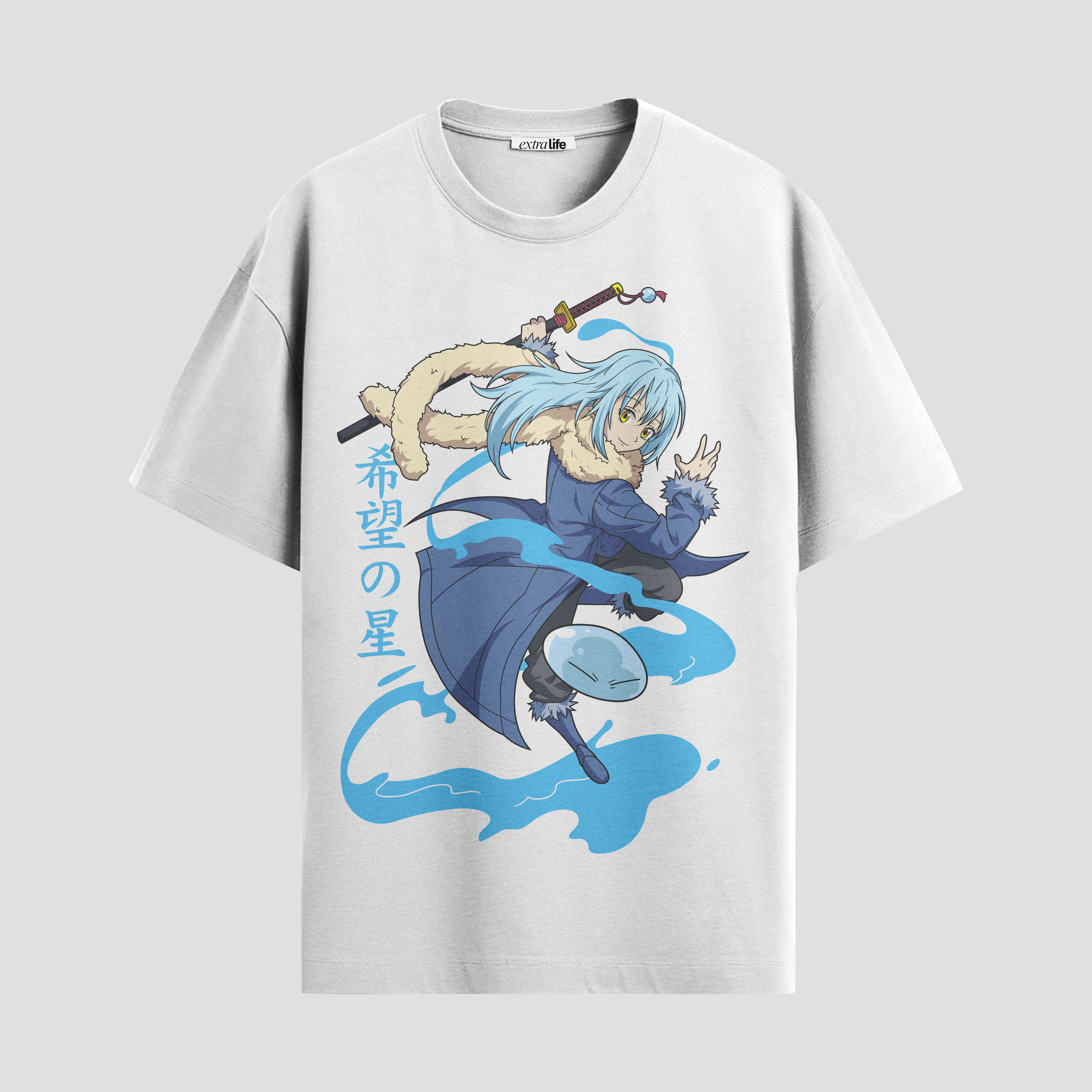 Playera urbana de anime y gaming ExtraLife MX, corte Standard Fit unisex ligero y transpirable en color Deep Black y Pure White, ropa de uso diario para gym y casual.