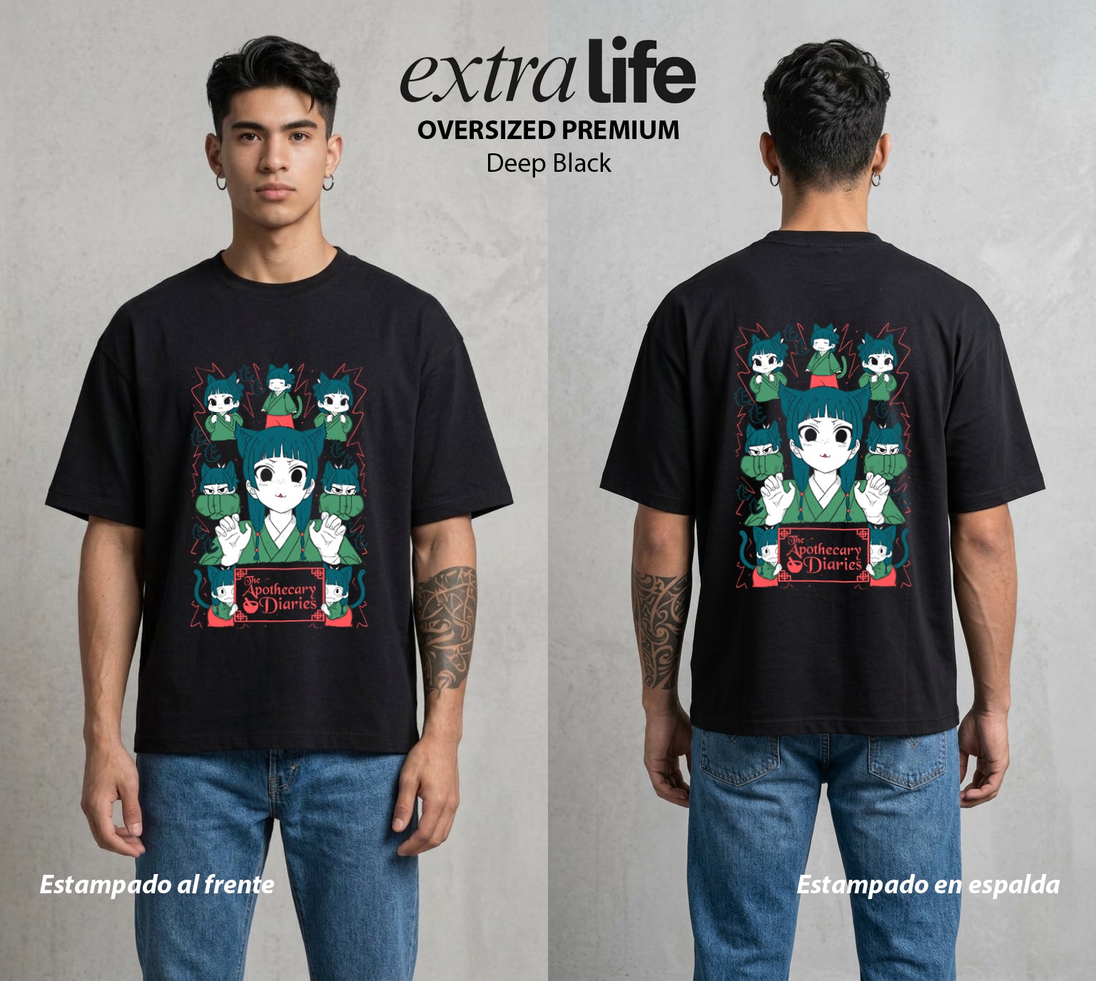 Secretos del Palacio | La Farmaceutica del Bien #04276 - Playera Oversized Premium | Deep Black - Foto en modelo