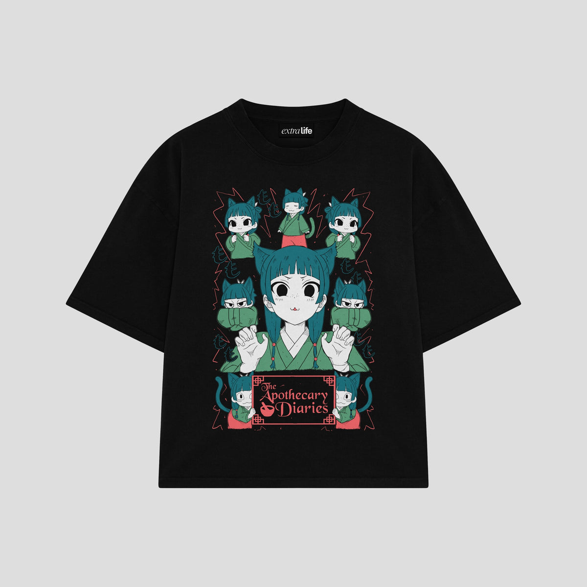 Playera streetwear premium de anime y gaming ExtraLife MX, corte oversized drop shoulder ligero y fresco en color Deep Black y Off-White, moda urbana mexicana de culto.