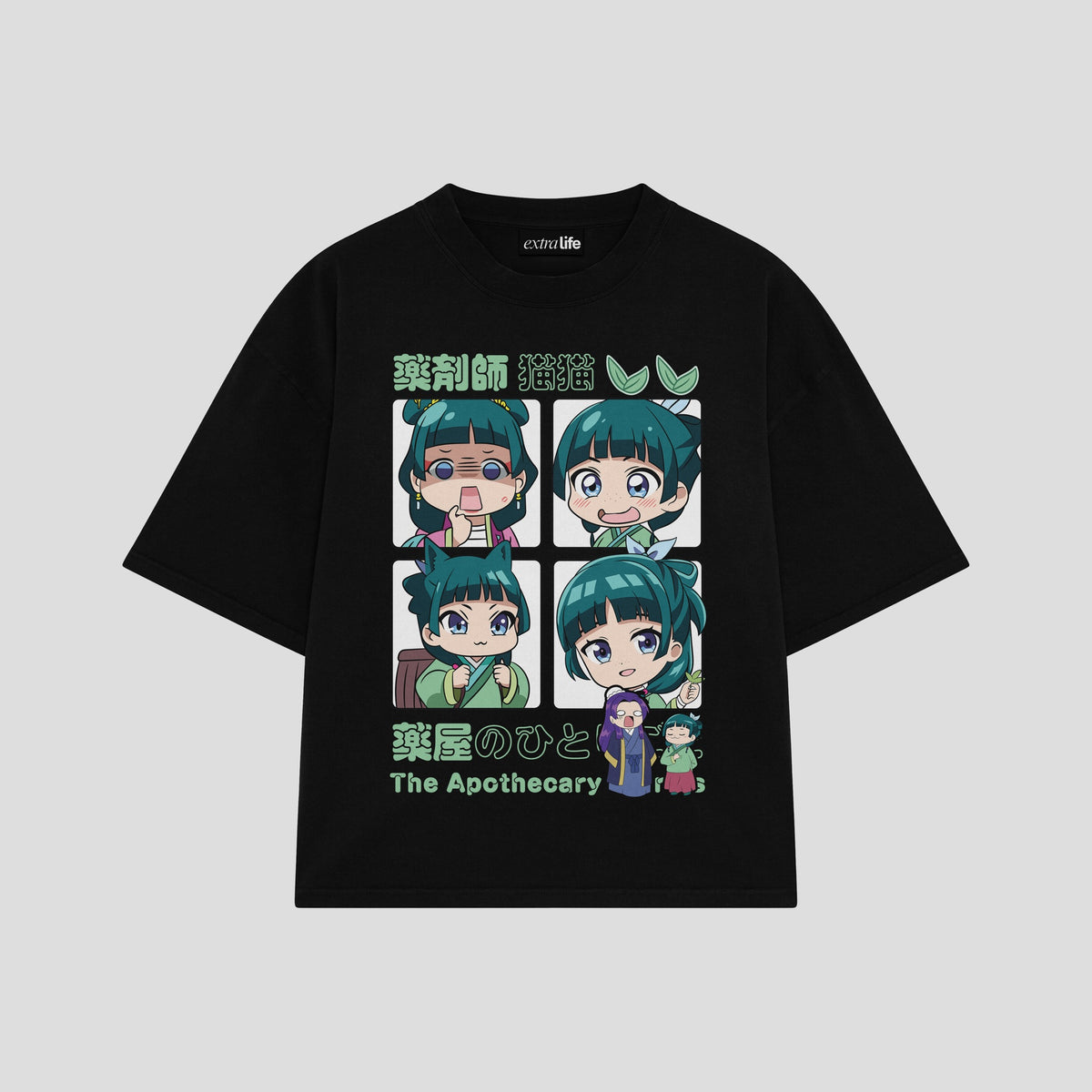 Playera streetwear premium de anime y gaming ExtraLife MX, corte oversized drop shoulder ligero y fresco en color Deep Black y Off-White, moda urbana mexicana de culto.