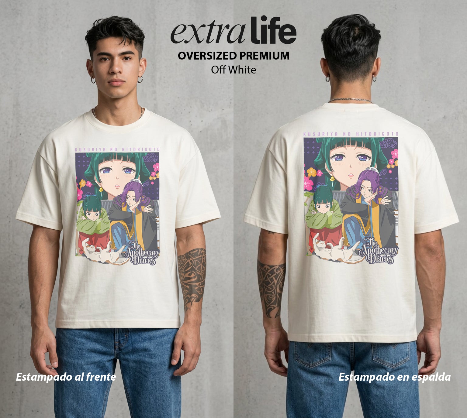 Secretos del Palacio | Palacio y Farmacia #04280 - Playera Oversized Premium | Off White - Foto en modelo