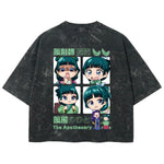 Playera streetwear premium de anime y gaming ExtraLife MX, corte boxy deluxe mineral wash heavyweight en color Acid Wash, moda urbana mexicana de culto.