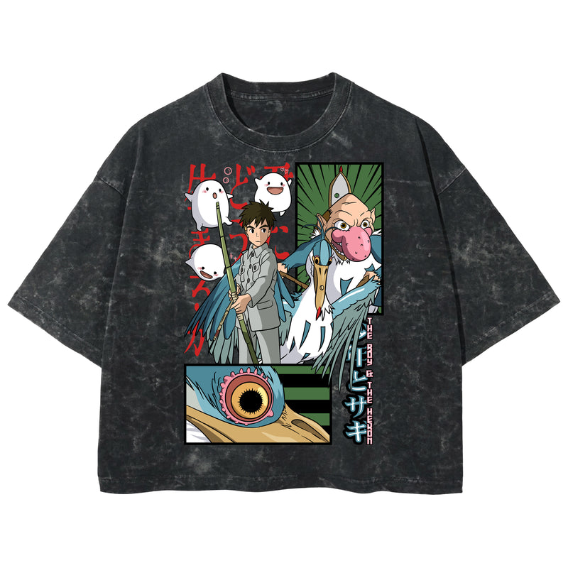 Playera streetwear premium de anime y gaming ExtraLife MX, corte boxy deluxe mineral wash heavyweight en color Acid Wash, moda urbana mexicana de culto.