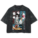 Playera streetwear premium de anime y gaming ExtraLife MX, corte boxy deluxe mineral wash heavyweight en color Acid Wash, moda urbana mexicana de culto.