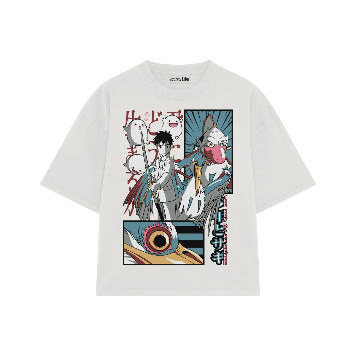 Playera streetwear premium de anime y gaming ExtraLife MX, corte oversized drop shoulder ligero y fresco en color Deep Black y Off-White, moda urbana mexicana de culto.