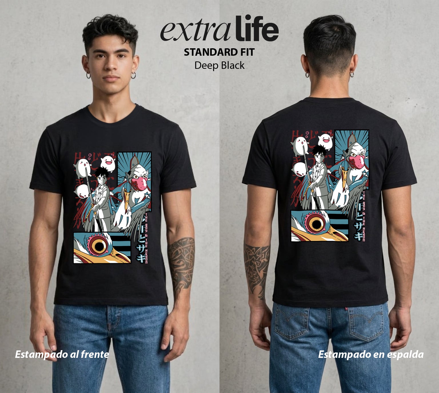El Estudio del Viento | El Viaje del Bien #04284 - Playera Standard Fit | Deep Black - Foto en modelo
