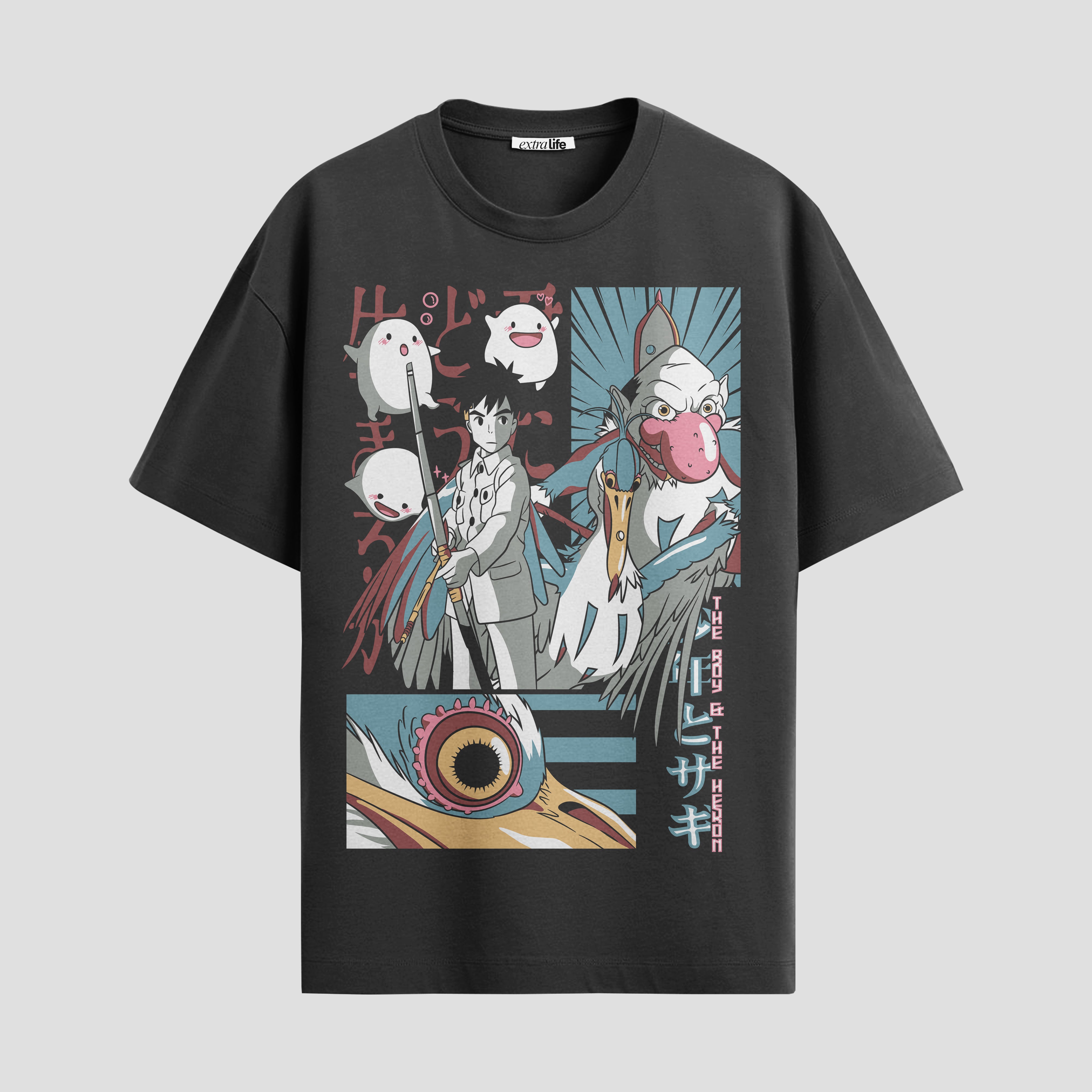 Playera urbana de anime y gaming ExtraLife MX, corte Standard Fit unisex ligero y transpirable en color Deep Black y Pure White, ropa de uso diario para gym y casual.