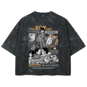 Playera streetwear premium de anime y gaming ExtraLife MX, corte boxy deluxe mineral wash heavyweight en color Acid Wash, moda urbana mexicana de culto.