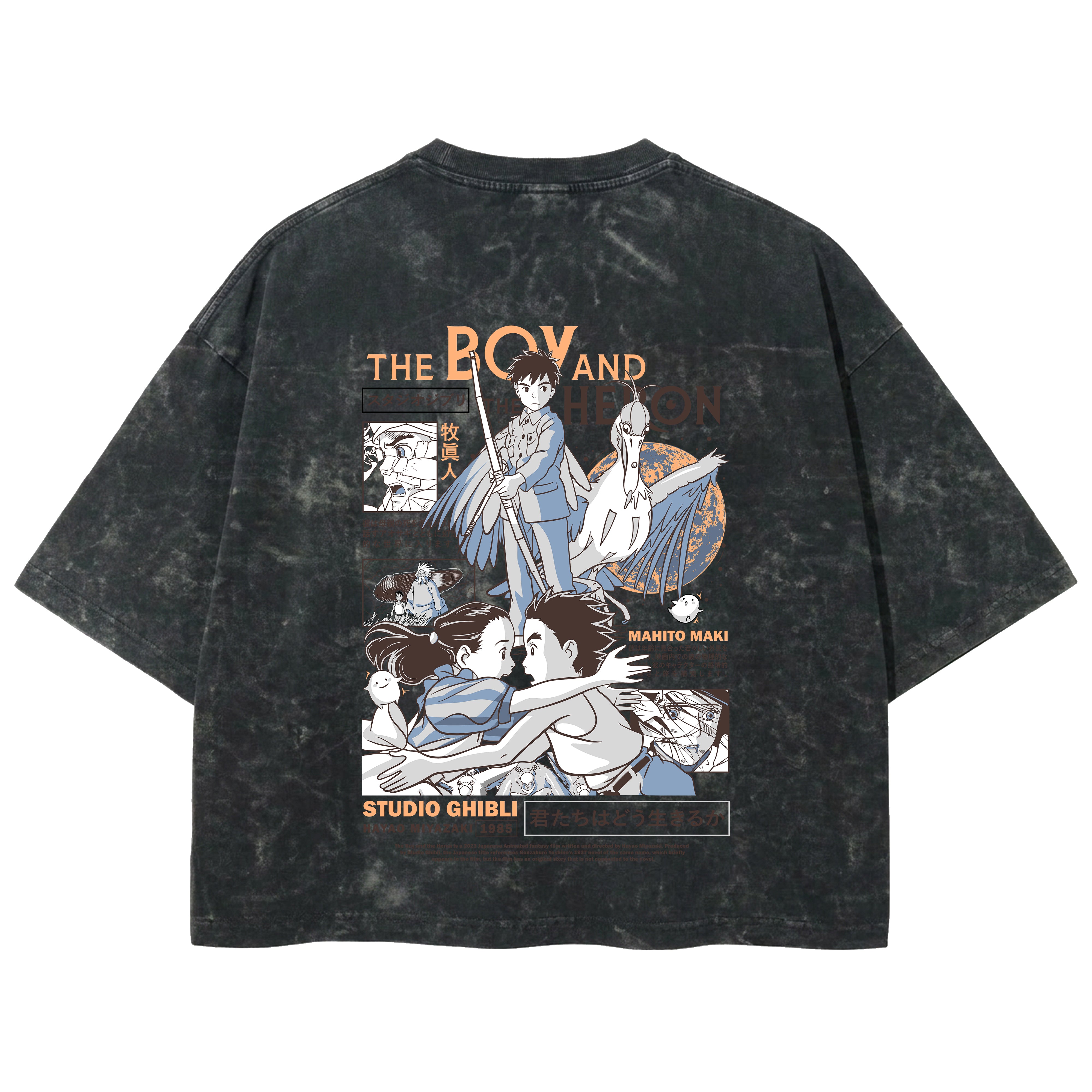 Playera streetwear premium de anime y gaming ExtraLife MX, corte boxy deluxe mineral wash heavyweight en color Acid Wash, moda urbana mexicana de culto.