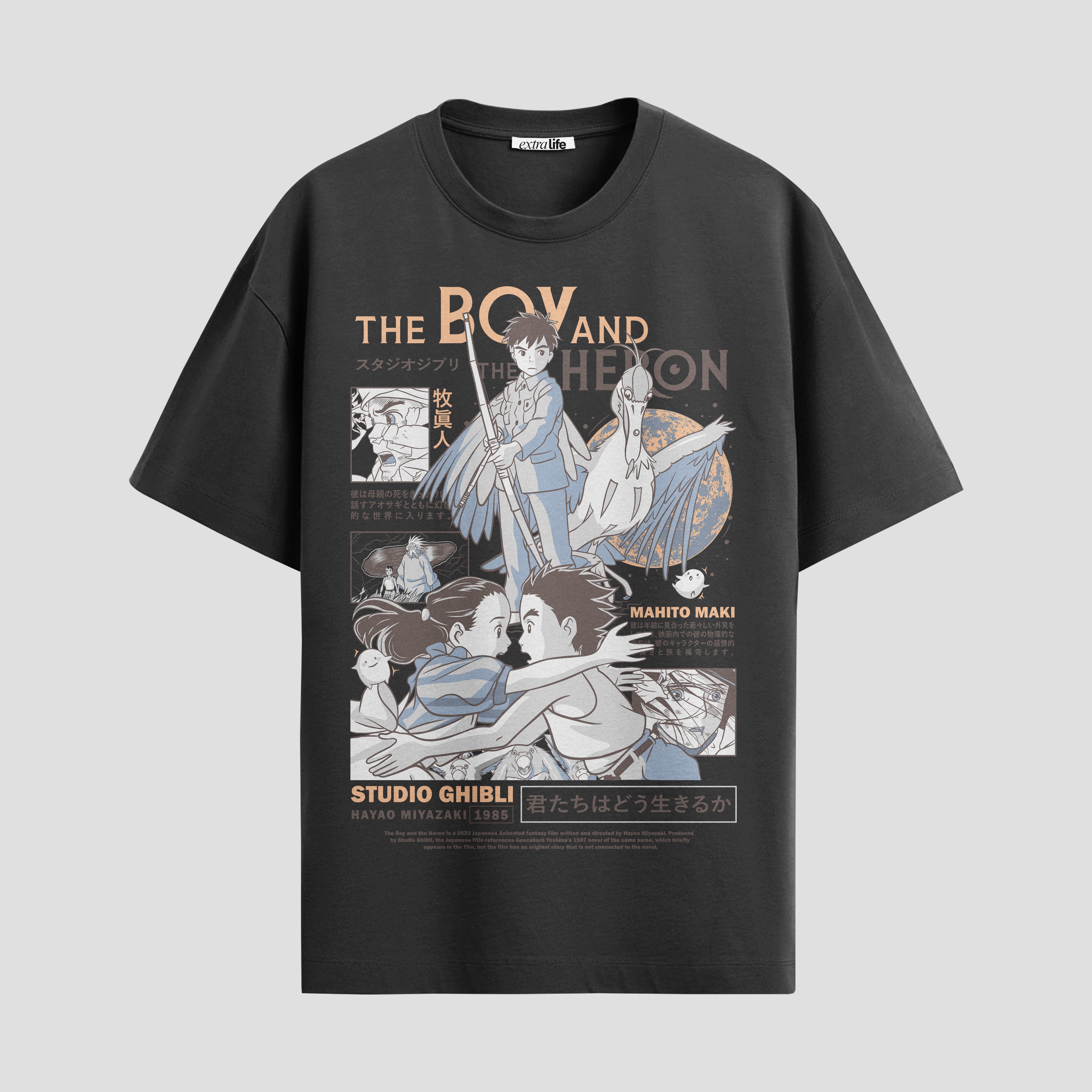 Playera urbana de anime y gaming ExtraLife MX, corte Standard Fit unisex ligero y transpirable en color Deep Black y Pure White, ropa de uso diario para gym y casual.