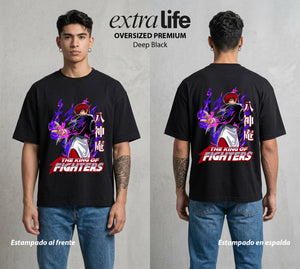 El Torneo del Rey | La Llama del Yagami #04288 - Playera Oversized Premium | Deep Black - Foto en modelo
