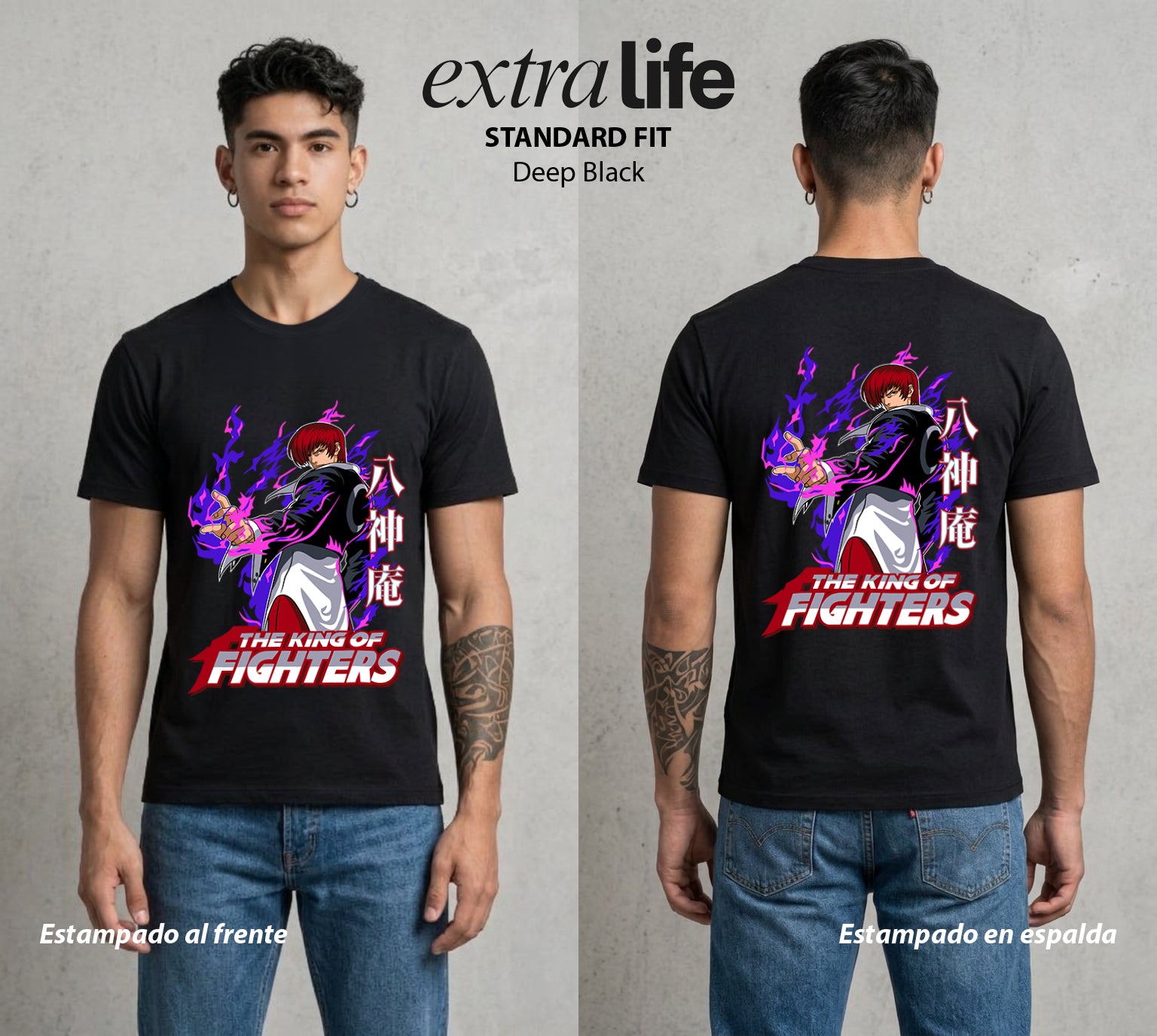 El Torneo del Rey | La Llama del Yagami #04288 - Playera Standard Fit | Deep Black - Foto en modelo