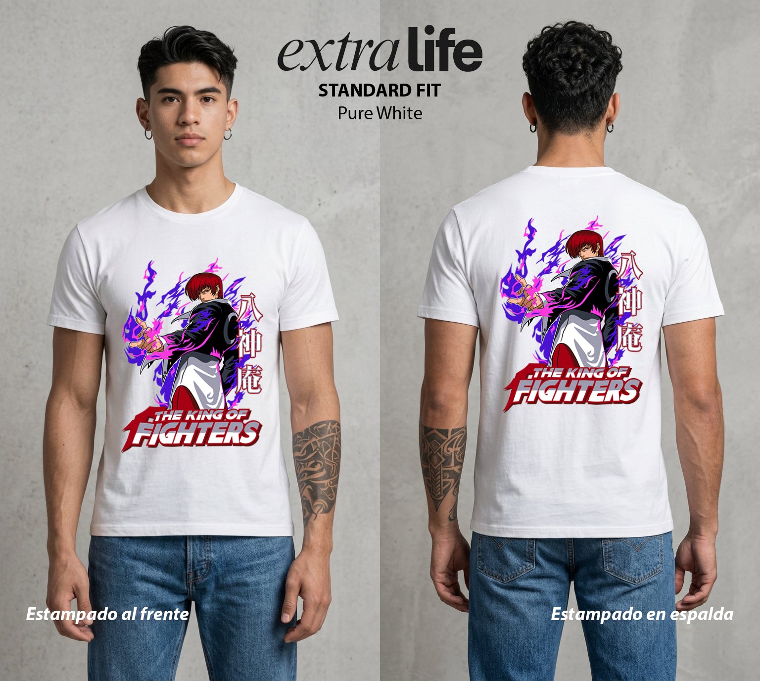 El Torneo del Rey | La Llama del Yagami #04288 - Playera Standard Fit | Pure White - Foto en modelo