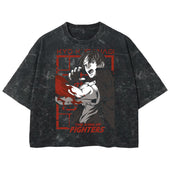 Playera streetwear premium de anime y gaming ExtraLife MX, corte boxy deluxe mineral wash heavyweight en color Acid Wash, moda urbana mexicana de culto.