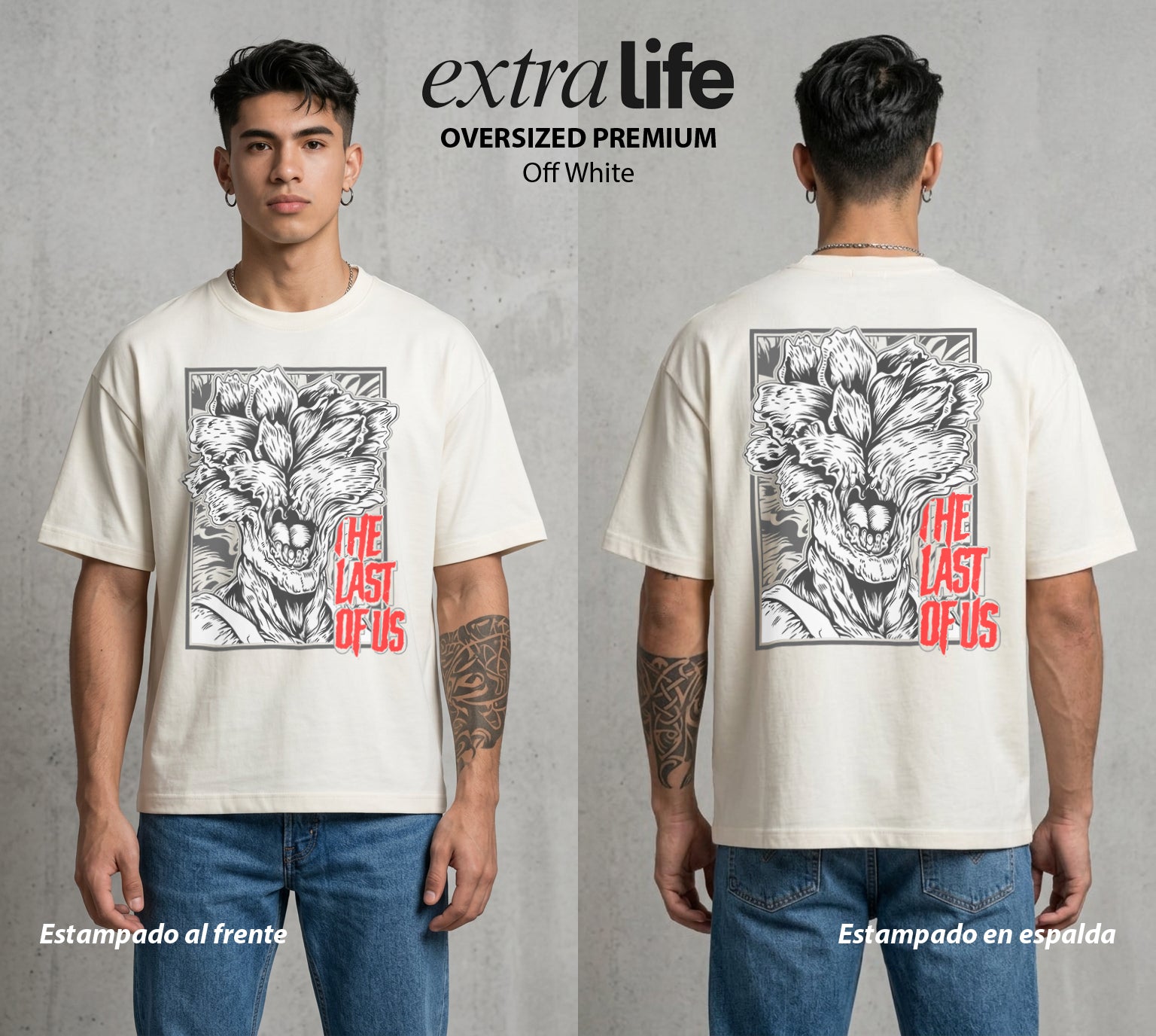 El Mundo Infectado | El Click del Bien #04292 - Playera Oversized Premium | Off White - Foto en modelo