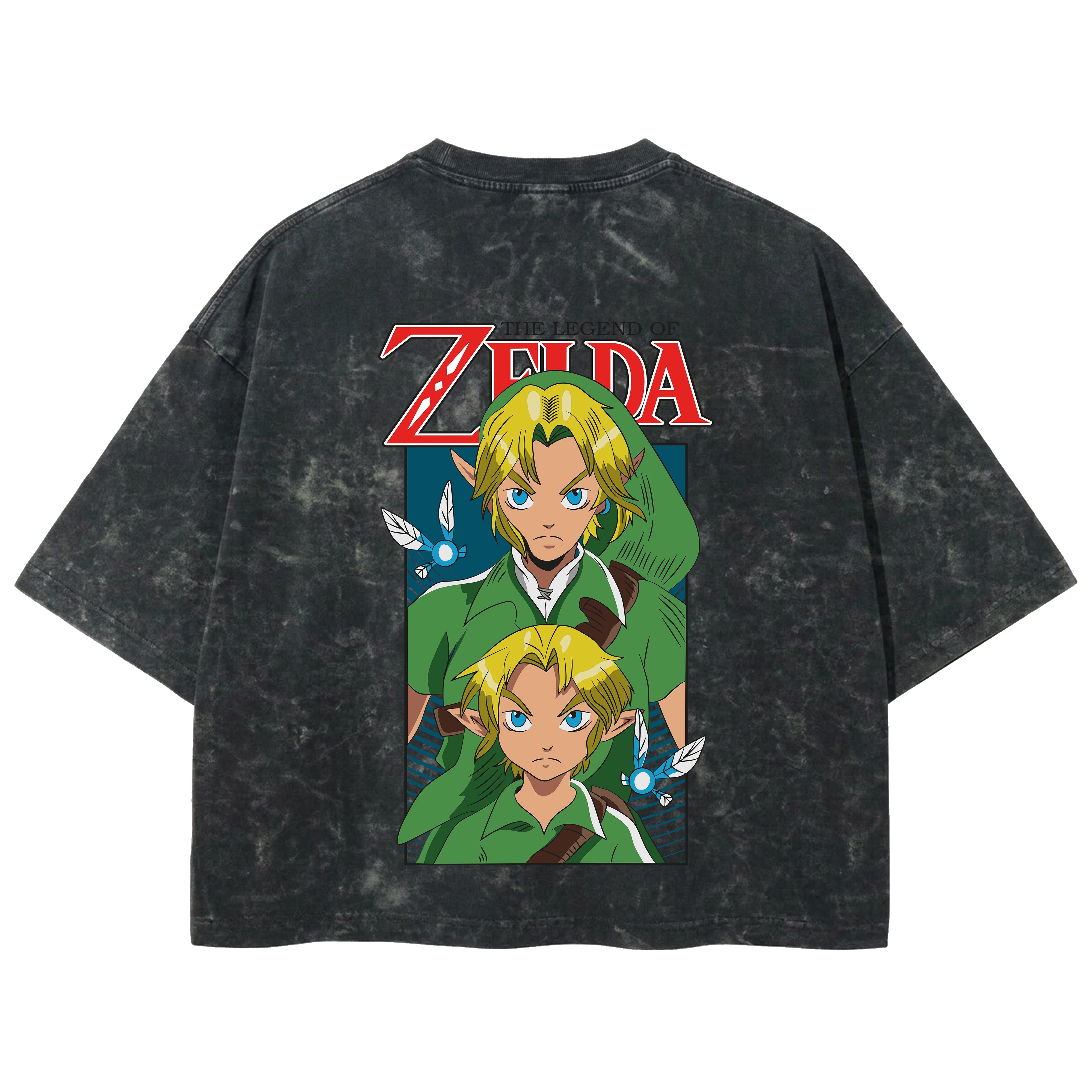 Playera streetwear premium de anime y gaming ExtraLife MX, corte boxy deluxe mineral wash heavyweight en color Acid Wash, moda urbana mexicana de culto.