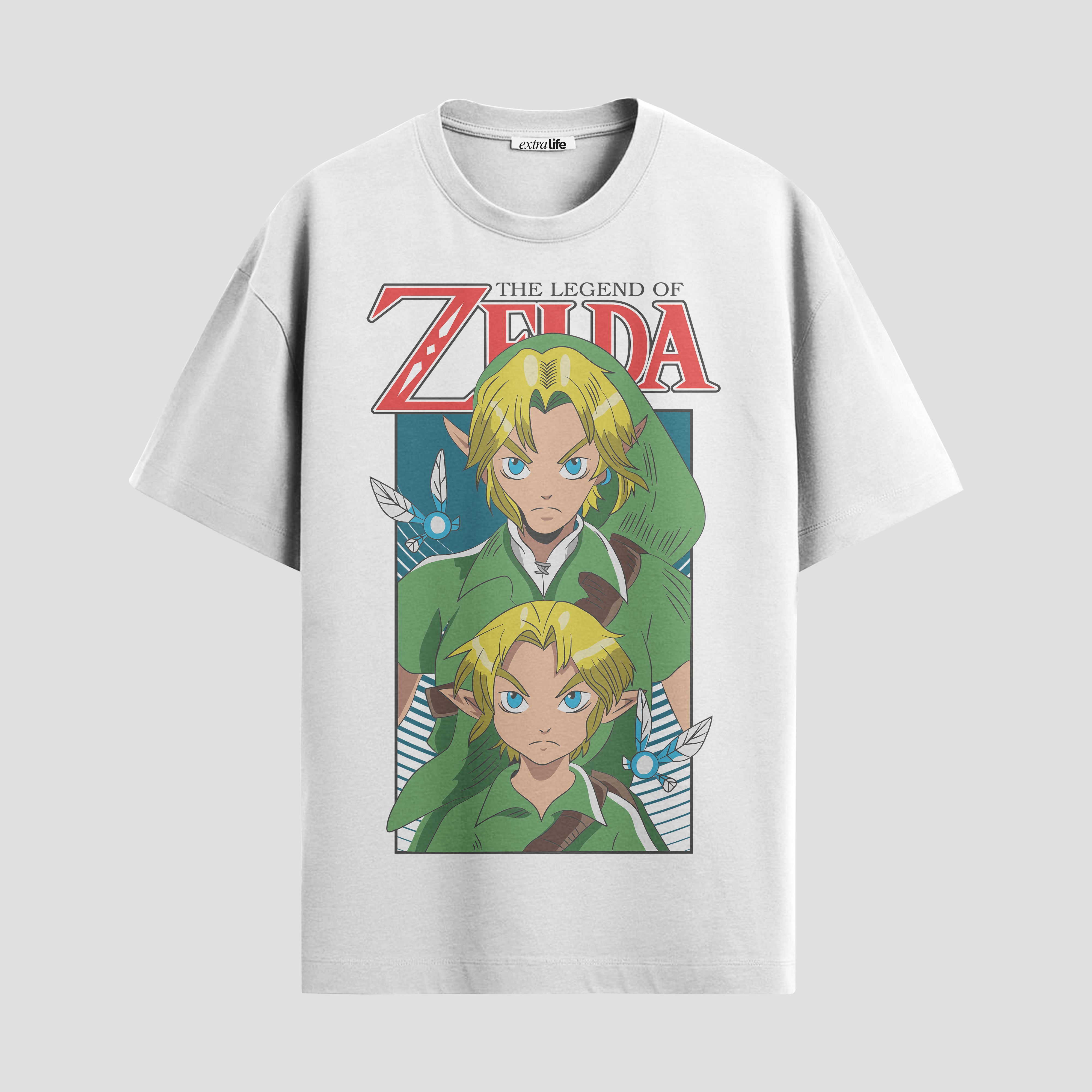 Playera urbana de anime y gaming ExtraLife MX, corte Standard Fit unisex ligero y transpirable en color Deep Black y Pure White, ropa de uso diario para gym y casual.
