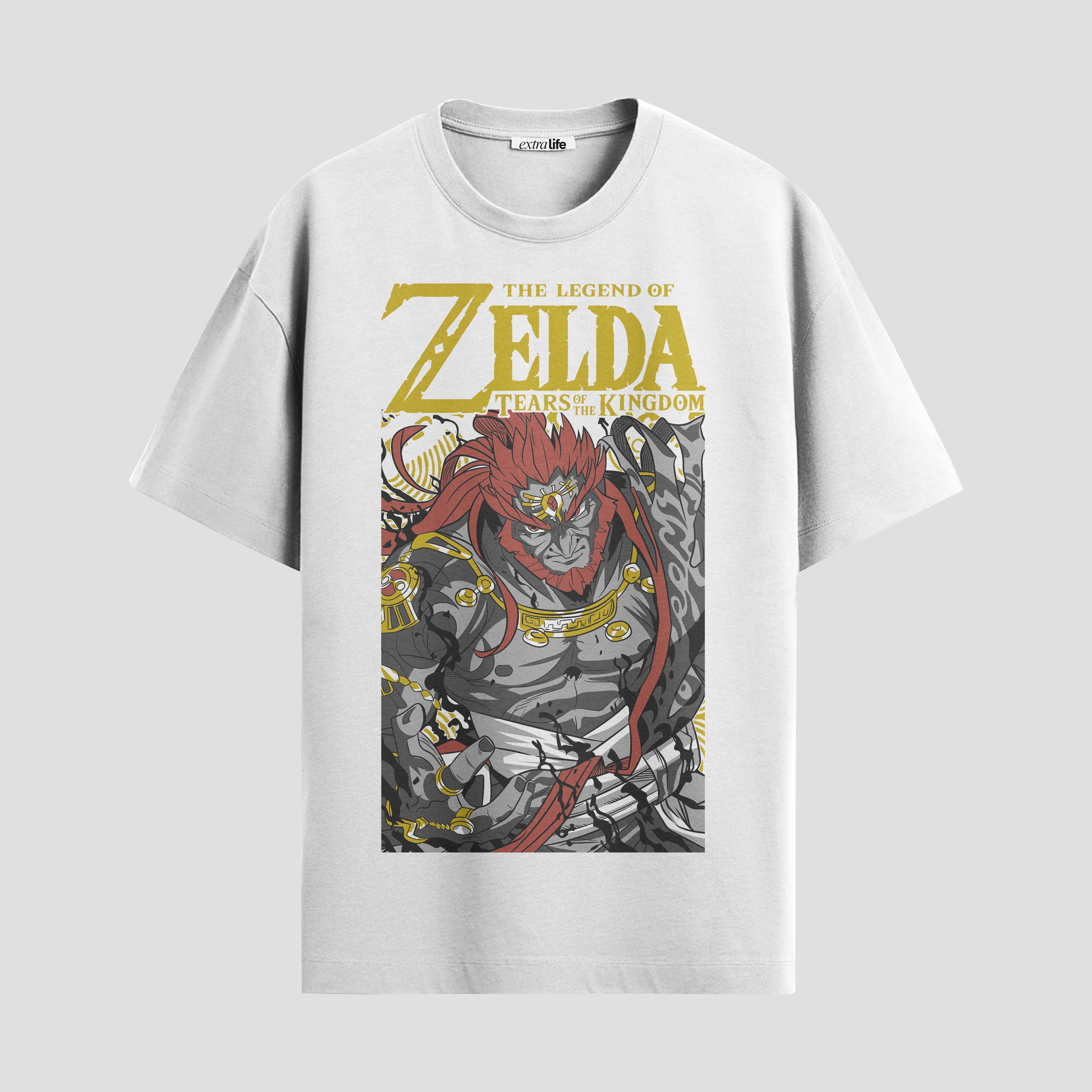 Playera urbana de anime y gaming ExtraLife MX, corte Standard Fit unisex ligero y transpirable en color Deep Black y Pure White, ropa de uso diario para gym y casual.