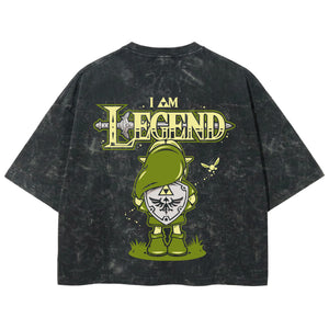 Playera streetwear premium de anime y gaming ExtraLife MX, corte boxy deluxe mineral wash heavyweight en color Acid Wash, moda urbana mexicana de culto.