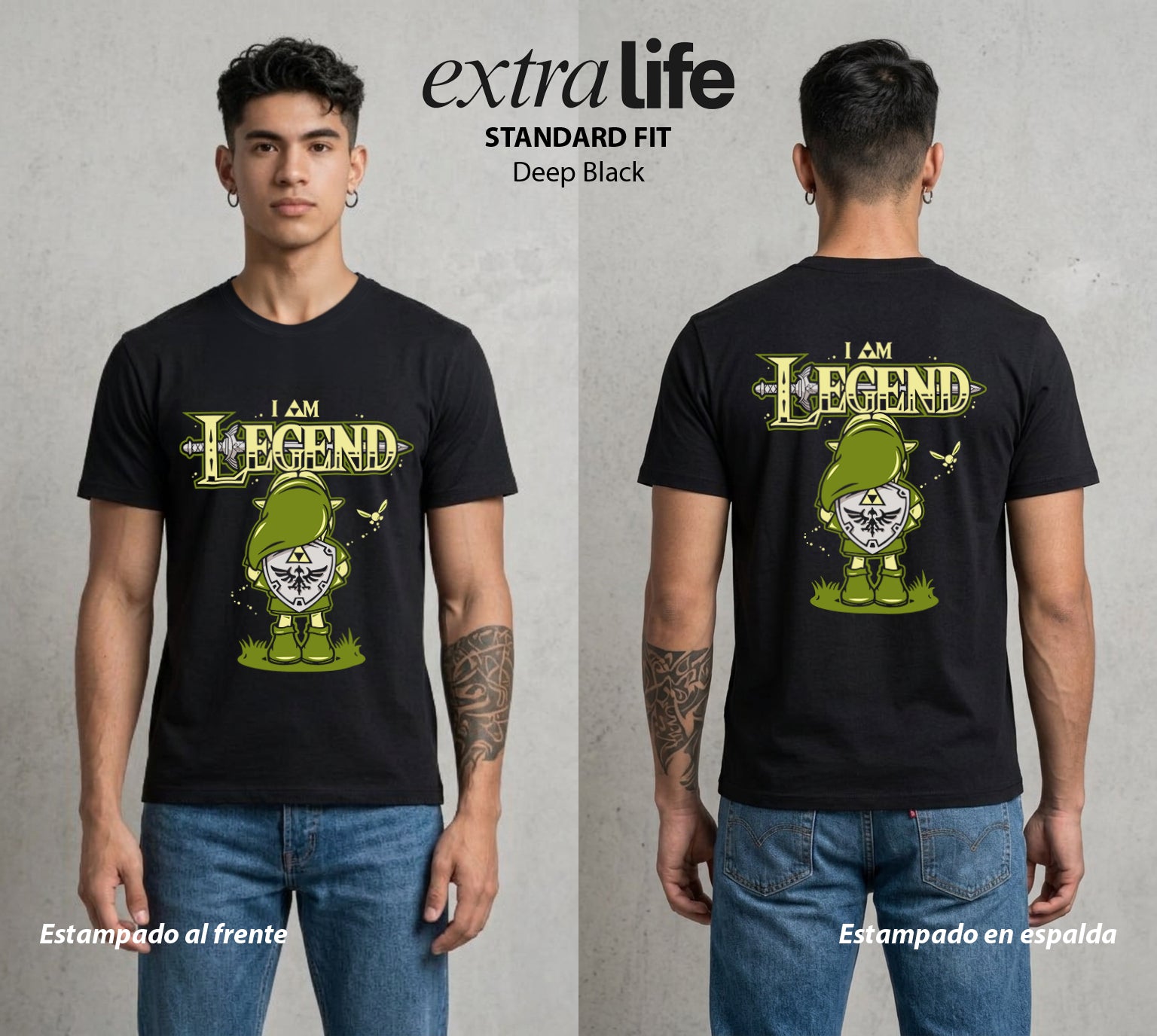 La Leyenda de la Princesa | La Princesa del Triforce #04297 - Playera Standard Fit | Deep Black - Foto en modelo