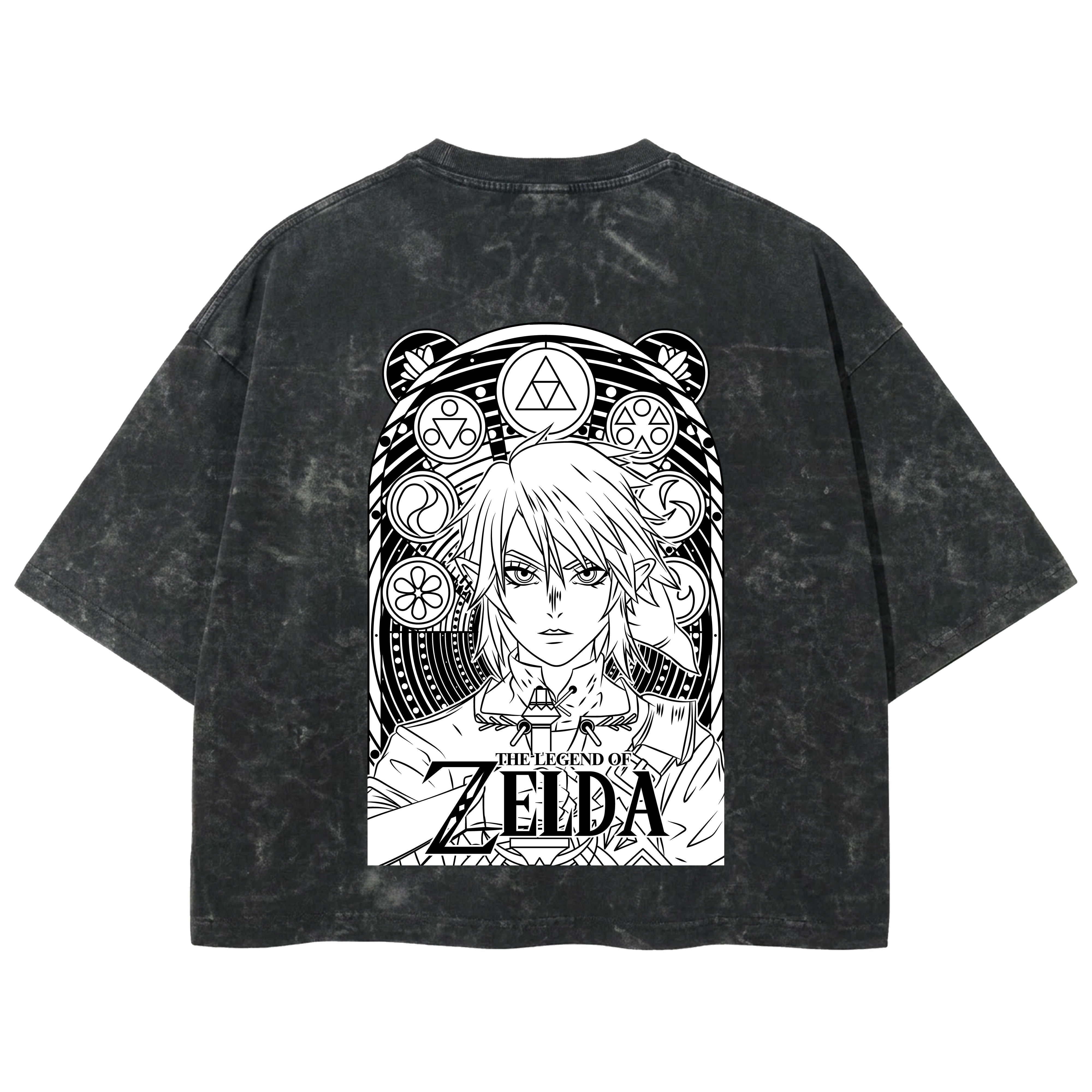 Playera streetwear premium de anime y gaming ExtraLife MX, corte boxy deluxe mineral wash heavyweight en color Acid Wash, moda urbana mexicana de culto.