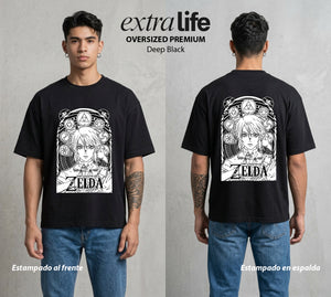 La Leyenda de la Princesa | El Heroe Legendario #04298 - Playera Oversized Premium | Deep Black - Foto en modelo