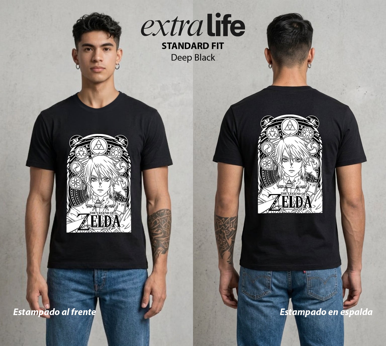 La Leyenda de la Princesa | El Heroe Legendario #04298 - Playera Standard Fit | Deep Black - Foto en modelo