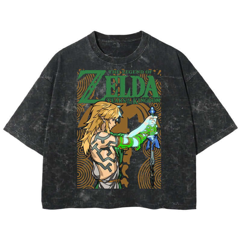 Playera streetwear premium de anime y gaming ExtraLife MX, corte boxy deluxe mineral wash heavyweight en color Acid Wash, moda urbana mexicana de culto.