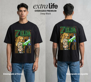 La Leyenda de la Princesa | El Portador del Triforce #04299 - Playera Oversized Premium | Deep Black - Foto en modelo