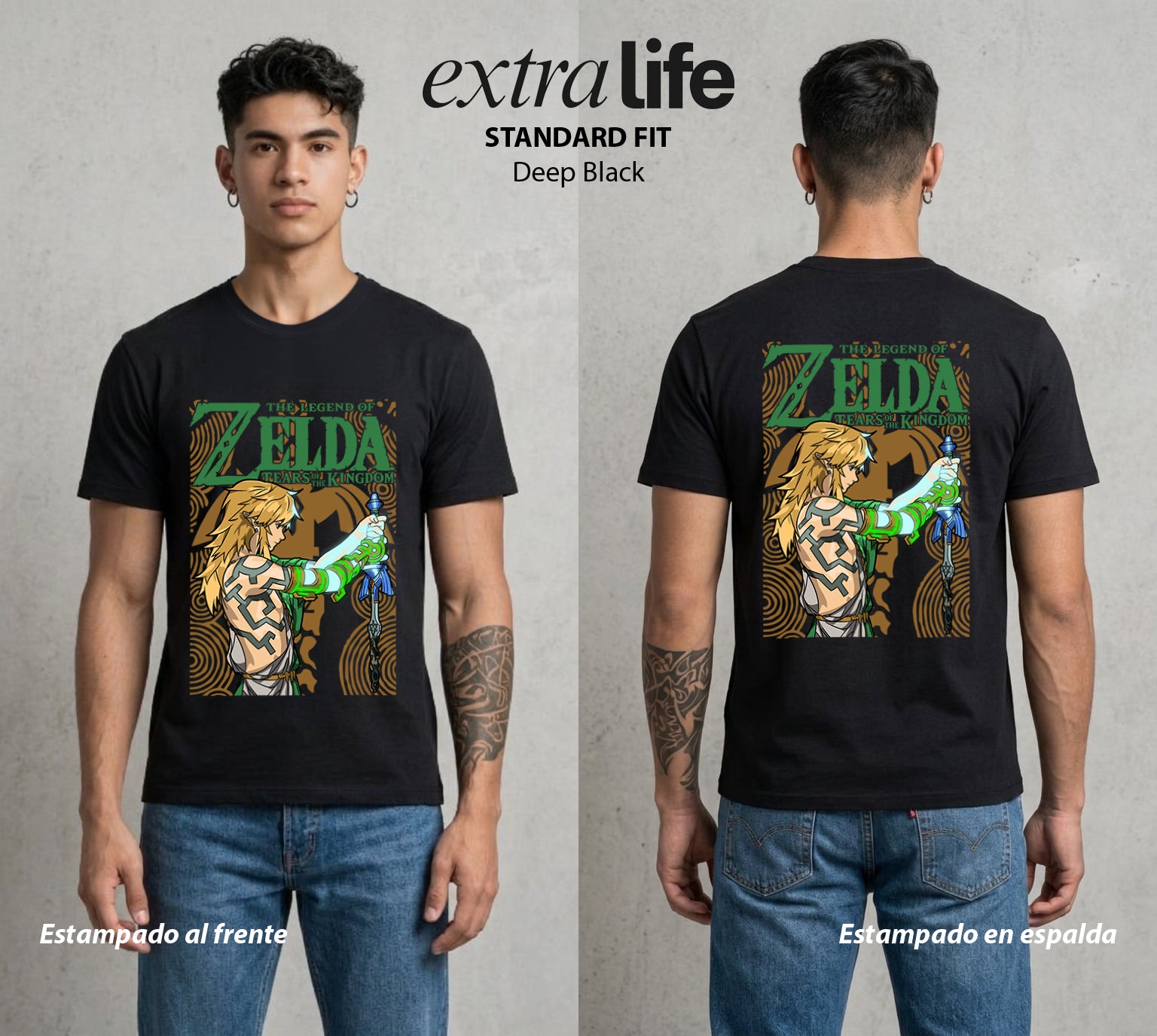 La Leyenda de la Princesa | El Portador del Triforce #04299 - Playera Standard Fit | Deep Black - Foto en modelo