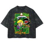 Playera streetwear premium de anime y gaming ExtraLife MX, corte boxy deluxe mineral wash heavyweight en color Acid Wash, moda urbana mexicana de culto.