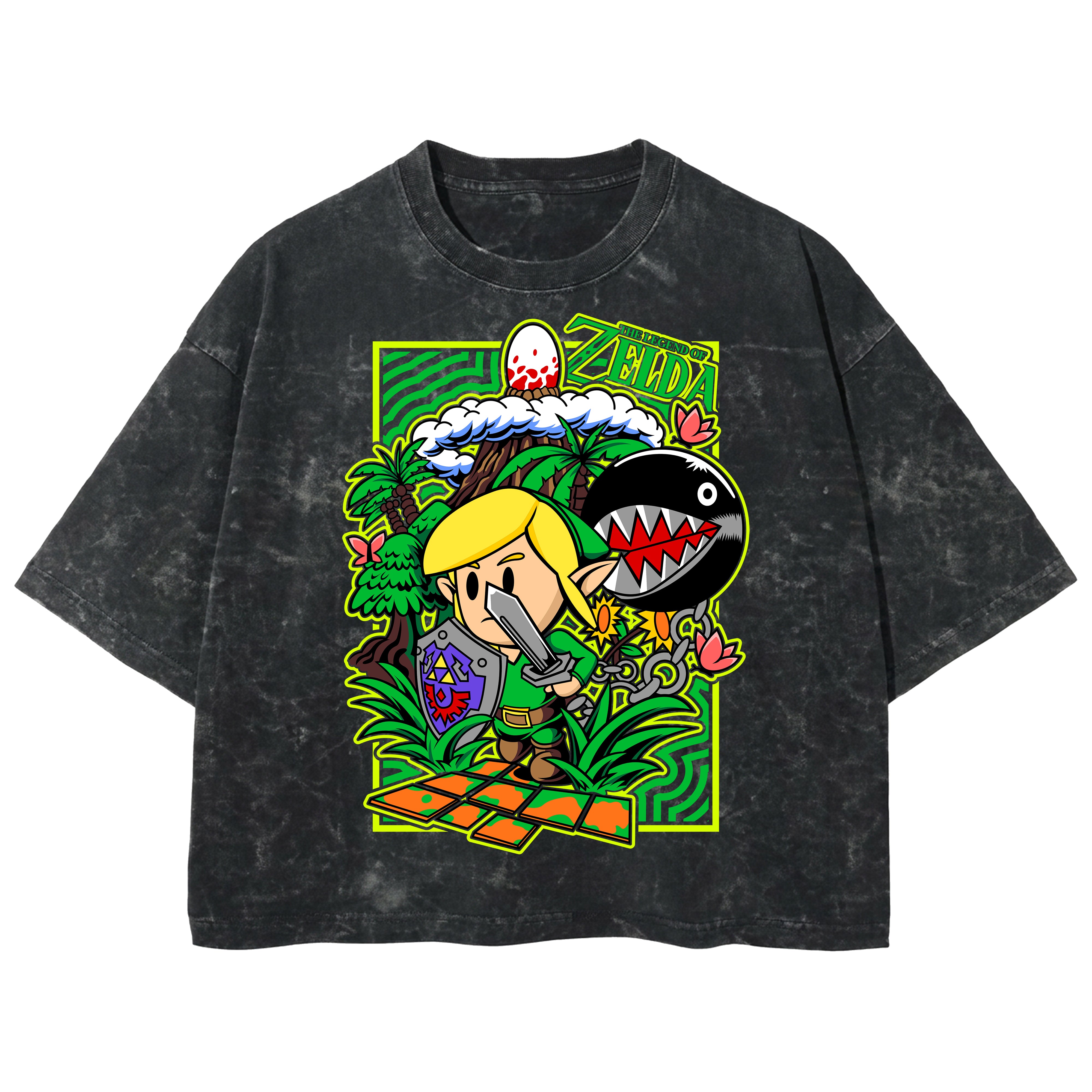Playera streetwear premium de anime y gaming ExtraLife MX, corte boxy deluxe mineral wash heavyweight en color Acid Wash, moda urbana mexicana de culto.