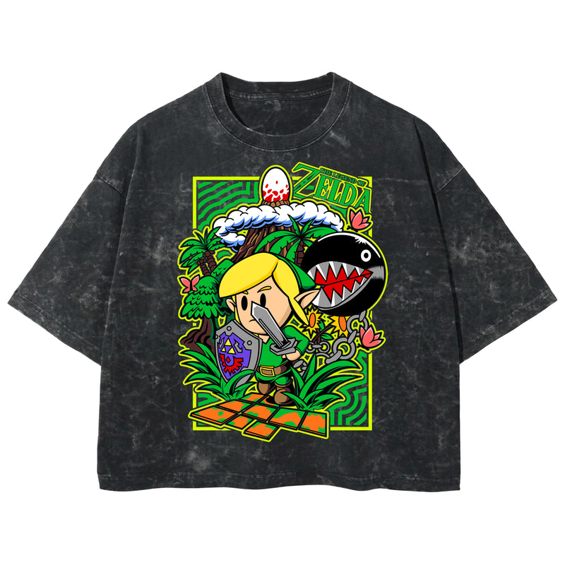 Playera streetwear premium de anime y gaming ExtraLife MX, corte boxy deluxe mineral wash heavyweight en color Acid Wash, moda urbana mexicana de culto.