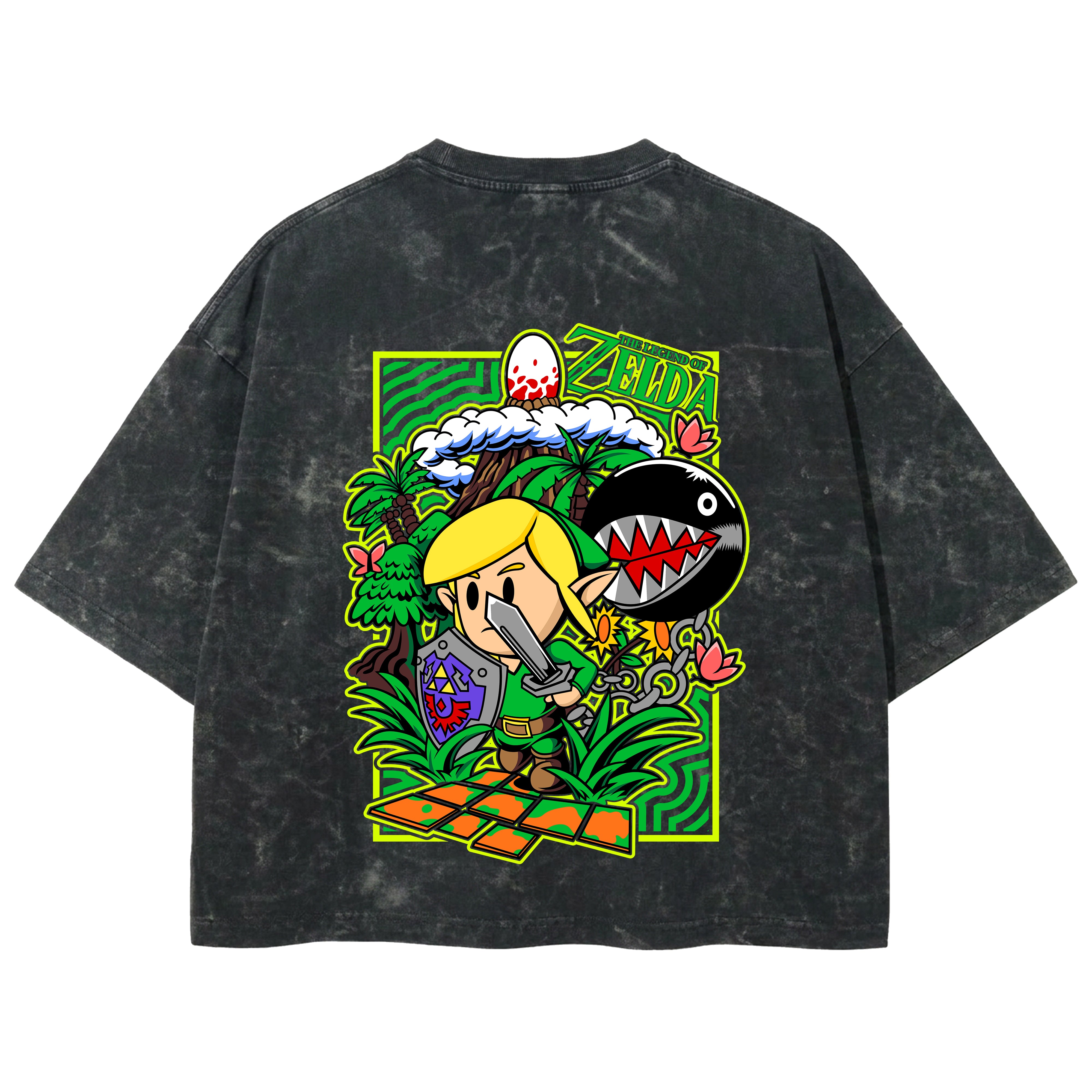 Playera streetwear premium de anime y gaming ExtraLife MX, corte boxy deluxe mineral wash heavyweight en color Acid Wash, moda urbana mexicana de culto.