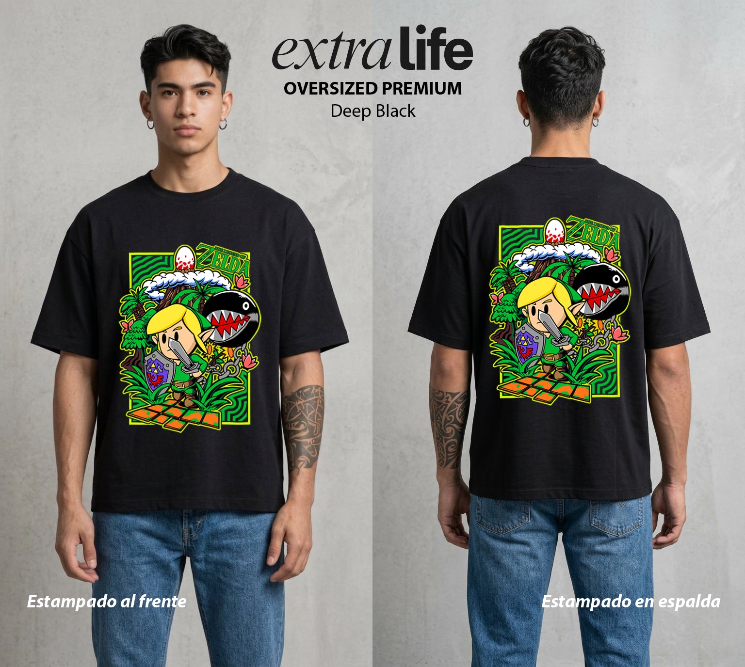La Leyenda de la Princesa | El Elegido de la Espada #04300 - Playera Oversized Premium | Deep Black - Foto en modelo