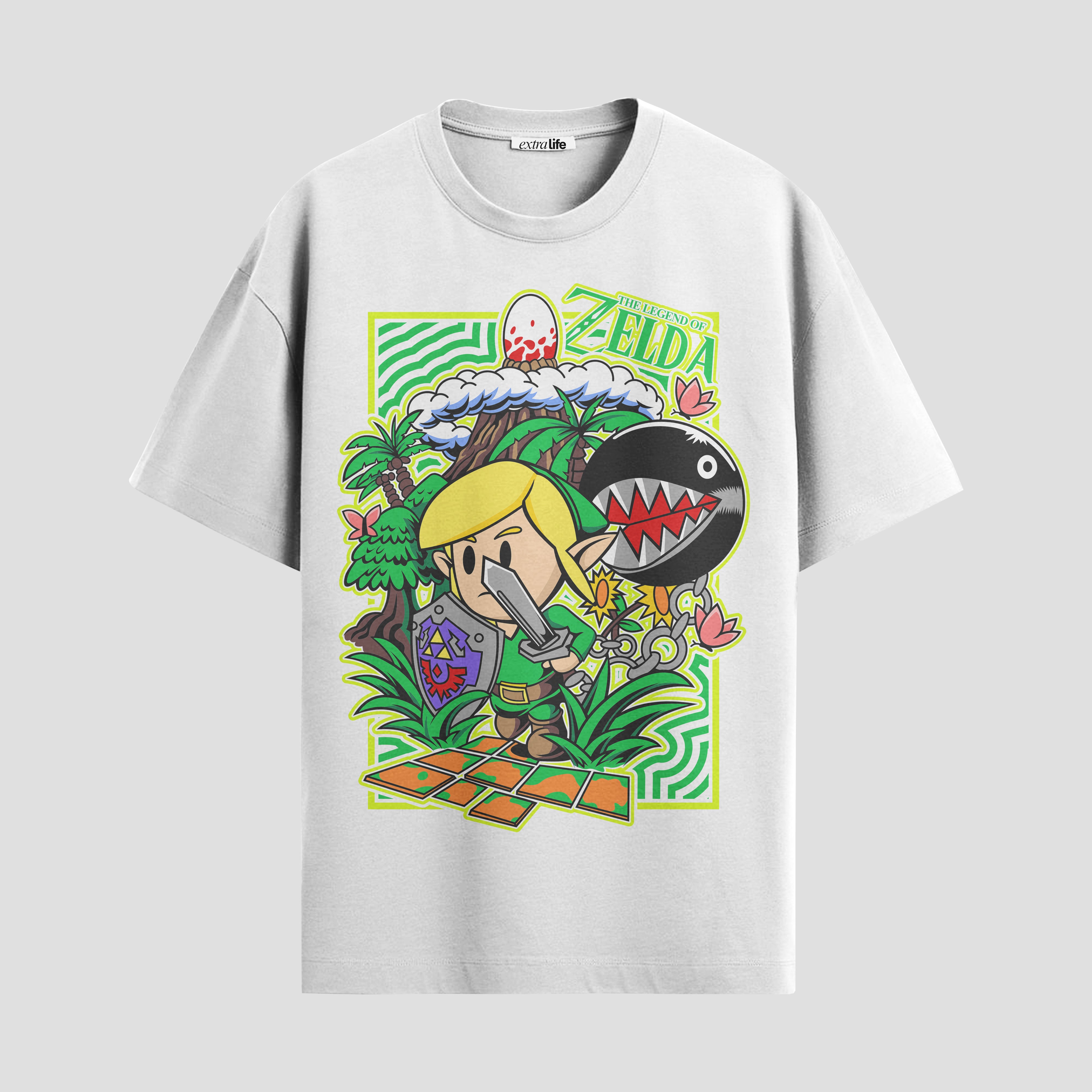 Playera urbana de anime y gaming ExtraLife MX, corte Standard Fit unisex ligero y transpirable en color Deep Black y Pure White, ropa de uso diario para gym y casual.