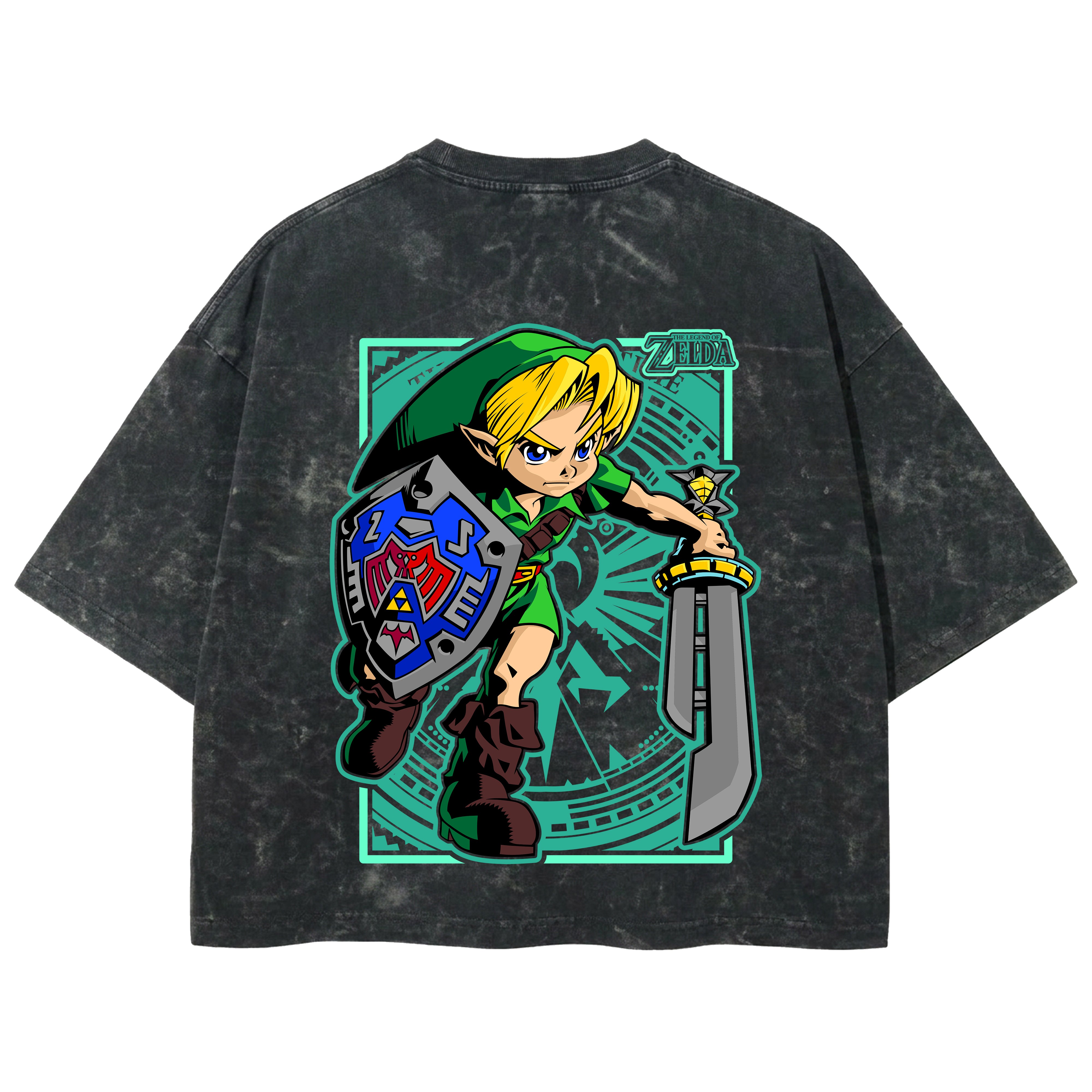 Playera streetwear premium de anime y gaming ExtraLife MX, corte boxy deluxe mineral wash heavyweight en color Acid Wash, moda urbana mexicana de culto.