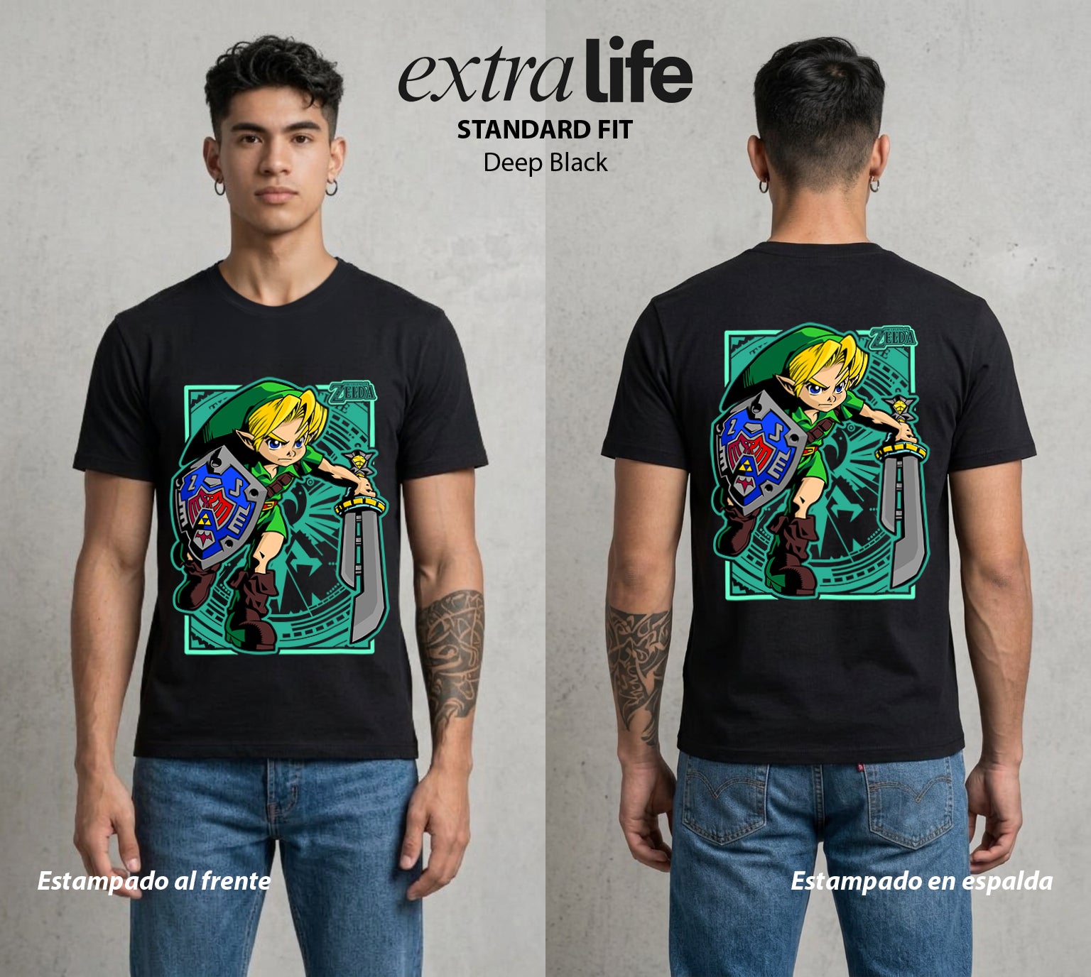 La Leyenda de la Princesa | El Campeon del Tiempo #04301 - Playera Standard Fit | Deep Black - Foto en modelo