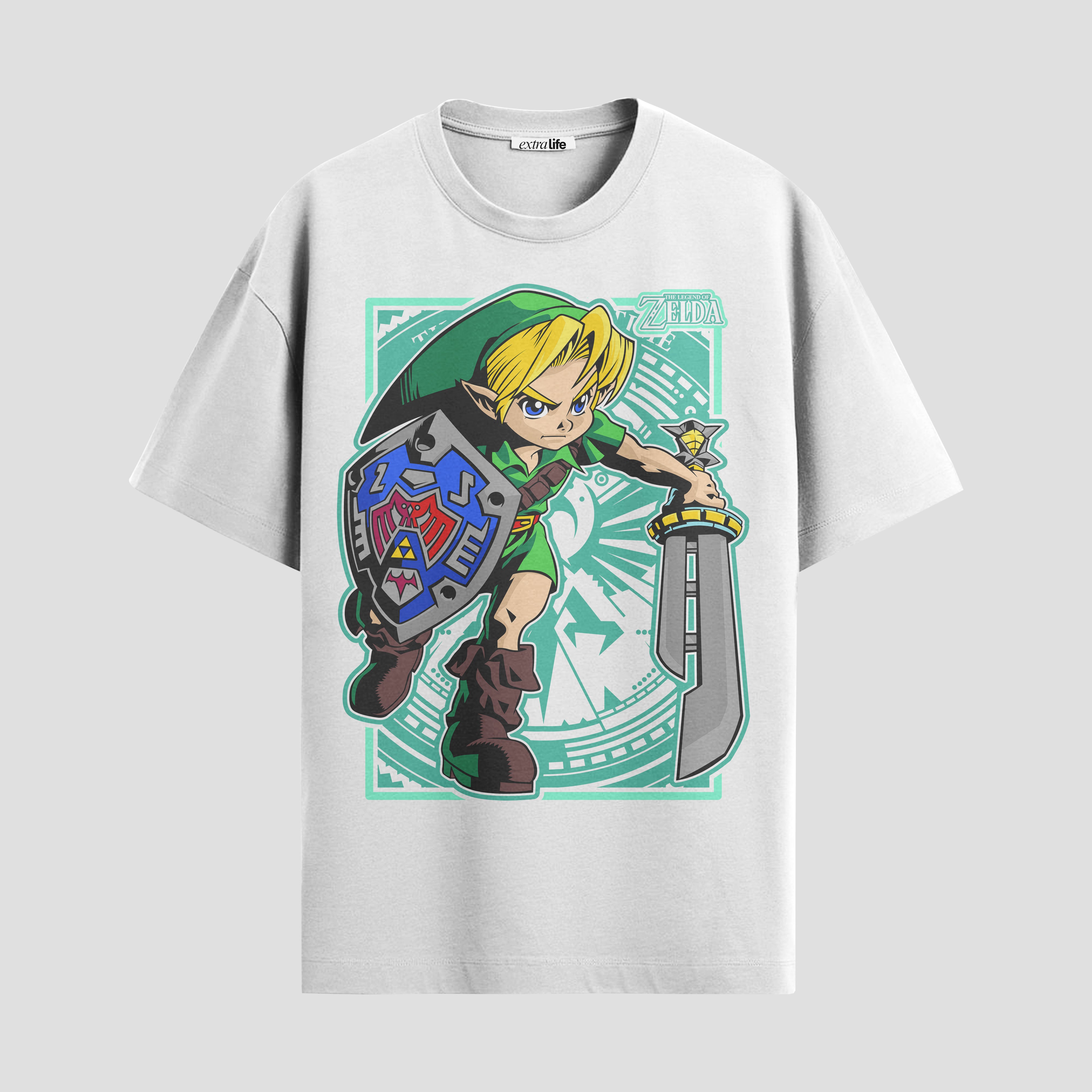 Playera urbana de anime y gaming ExtraLife MX, corte Standard Fit unisex ligero y transpirable en color Deep Black y Pure White, ropa de uso diario para gym y casual.