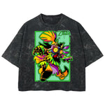 Playera streetwear premium de anime y gaming ExtraLife MX, corte boxy deluxe mineral wash heavyweight en color Acid Wash, moda urbana mexicana de culto.
