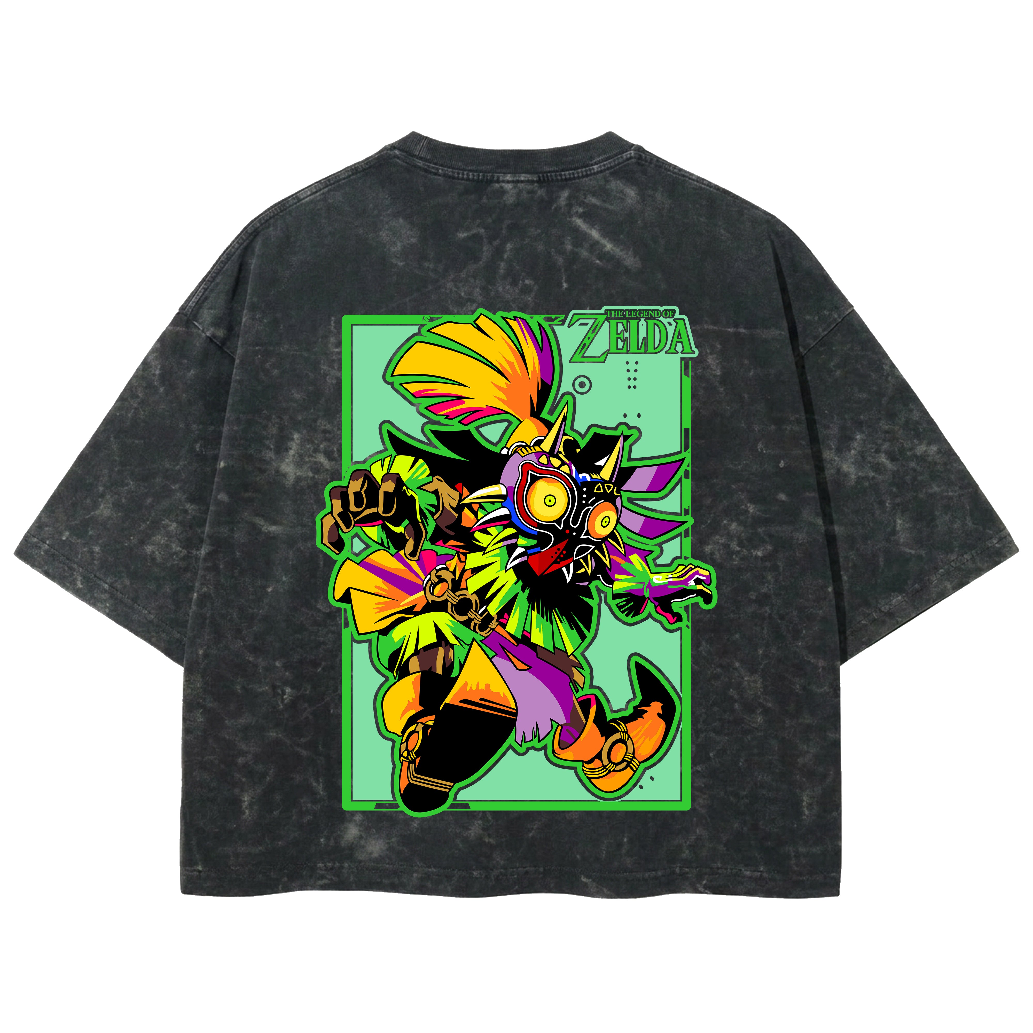 Playera streetwear premium de anime y gaming ExtraLife MX, corte boxy deluxe mineral wash heavyweight en color Acid Wash, moda urbana mexicana de culto.
