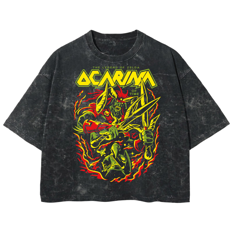 Playera streetwear premium de anime y gaming ExtraLife MX, corte boxy deluxe mineral wash heavyweight en color Acid Wash, moda urbana mexicana de culto.