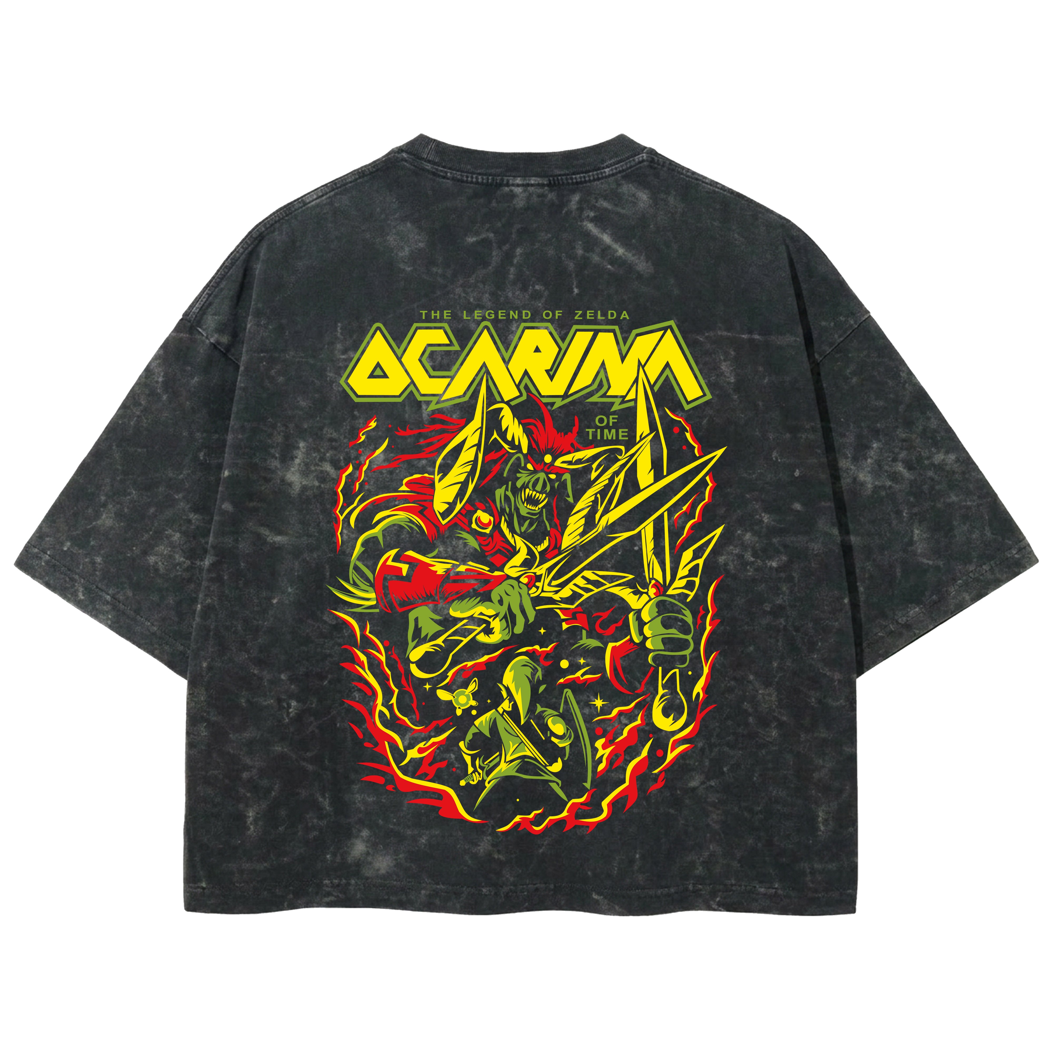 Playera streetwear premium de anime y gaming ExtraLife MX, corte boxy deluxe mineral wash heavyweight en color Acid Wash, moda urbana mexicana de culto.