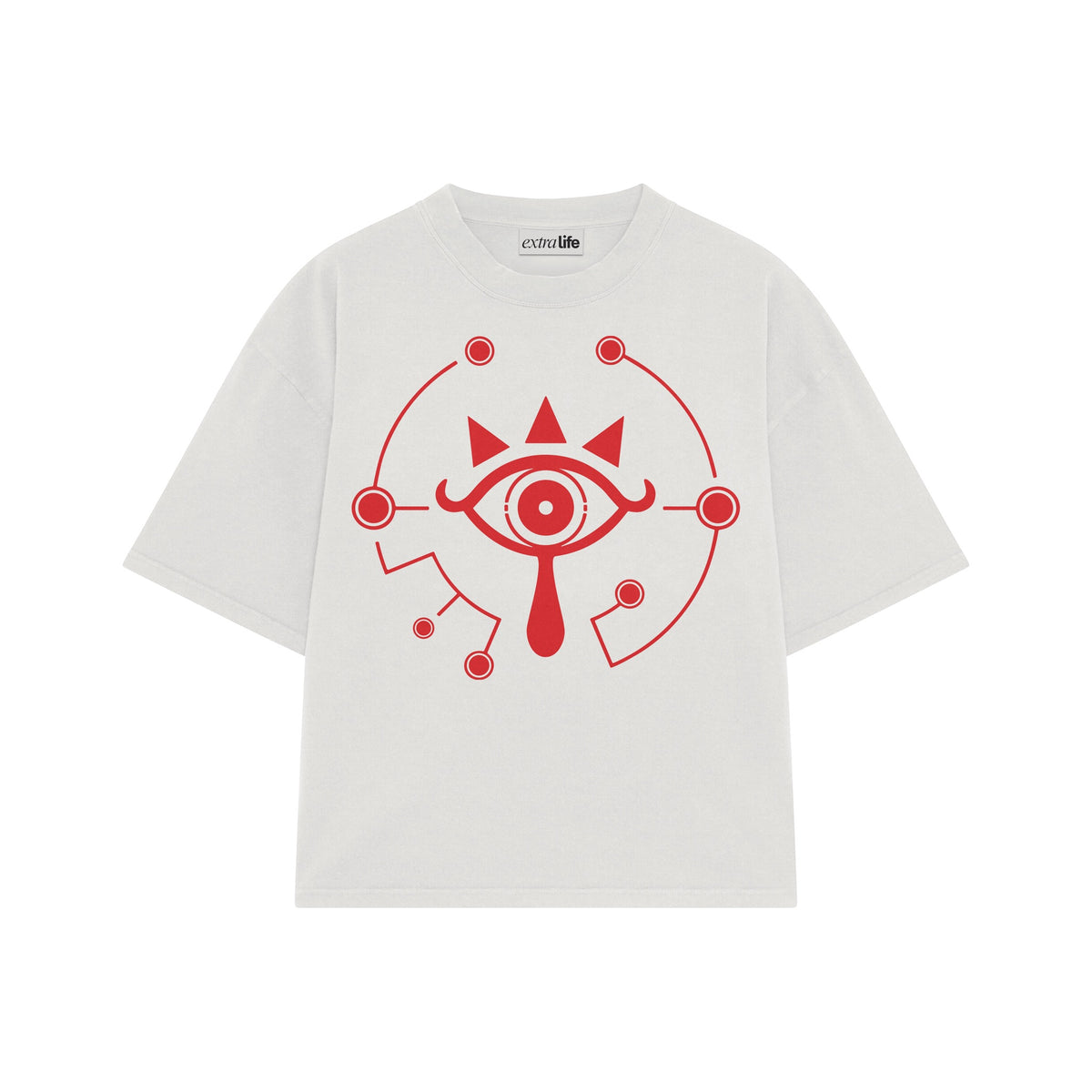 Playera streetwear premium de anime y gaming ExtraLife MX, corte oversized drop shoulder ligero y fresco en color Deep Black y Off-White, moda urbana mexicana de culto.